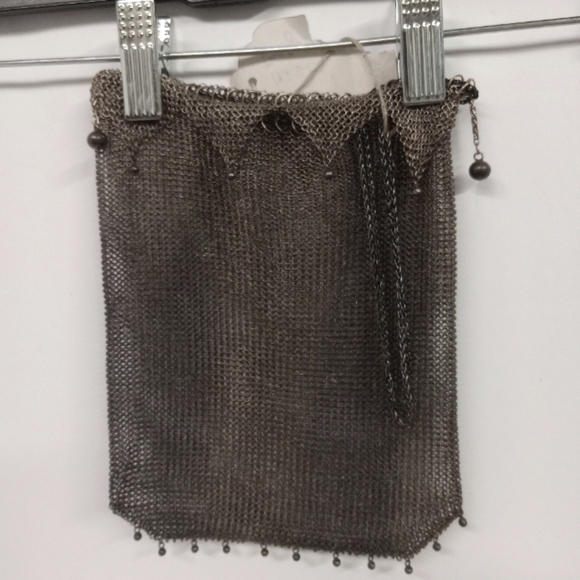 Vintage German Silver Mesh Evening Wristlet Purse draw chain - Picture 2 of 6